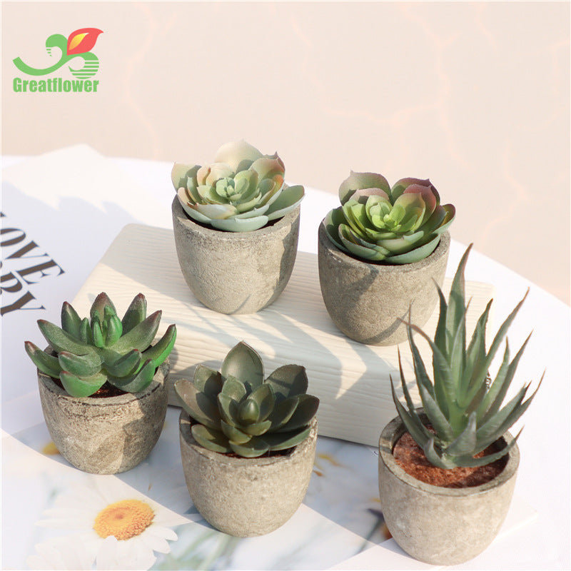 Indoor decoration simulation succulent plant bonsai retro artificial flower bonsai home living room desktop decoration