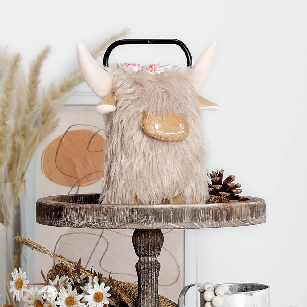 Highland Cow Gnomes Scottish Tomt Flowers Brown