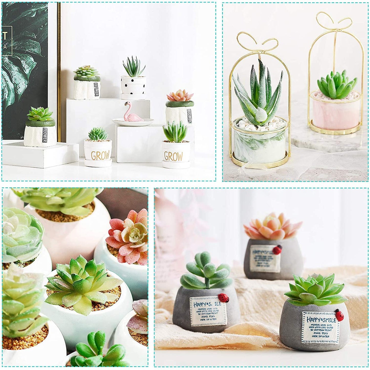 Artificial Succulents Mini Fake Plants Unpotted Faux Succulent 12 pcs