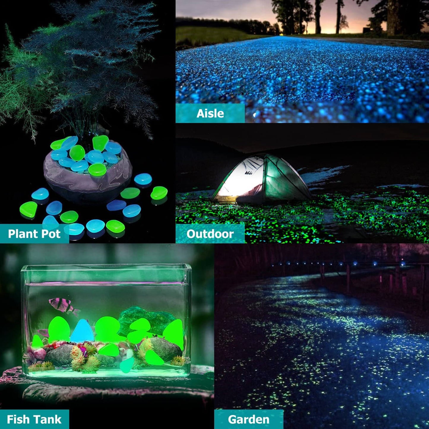 Glow in The Dark Garden Rocks Decor Pebbles Stones
