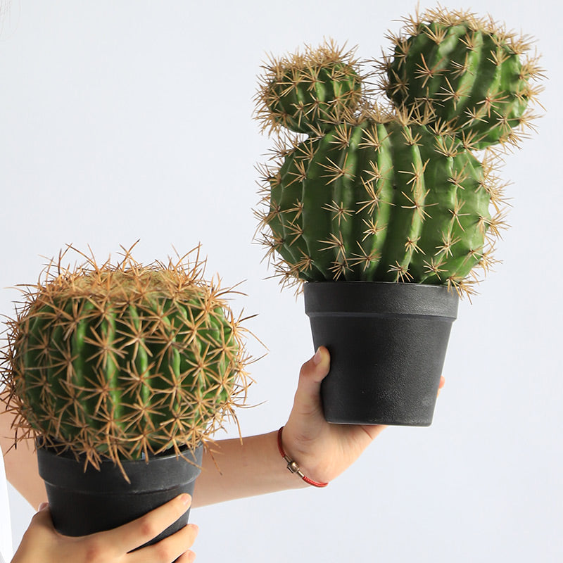 Potted Artificial Golden Barrel Cactus Red Barrel Cactus