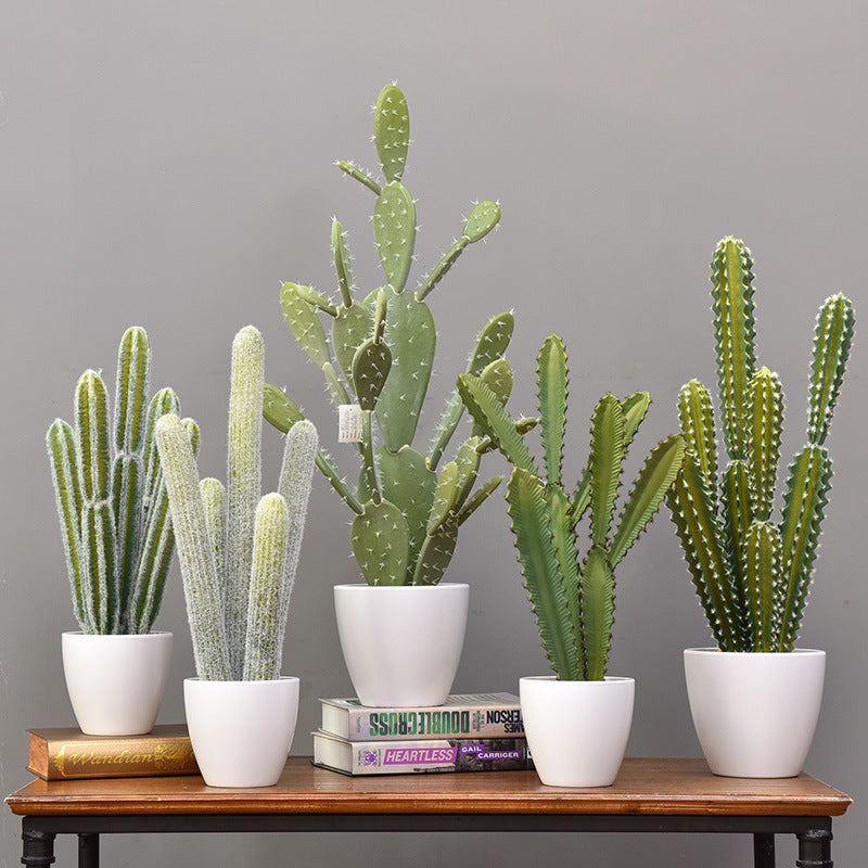 Artificial Cactus Plants In Imitation Ceramic Flower Pot