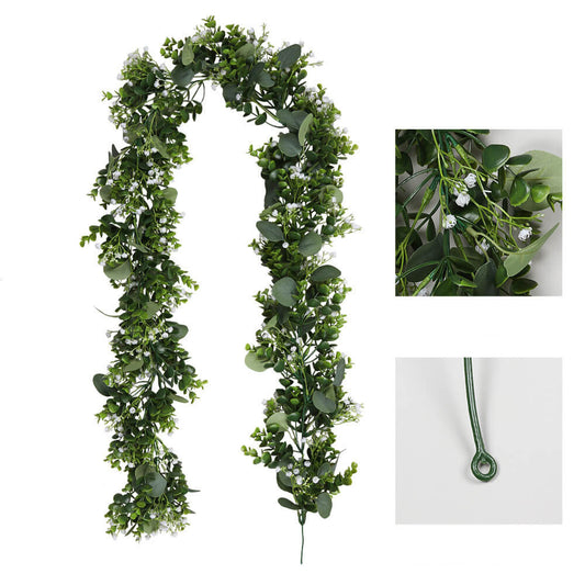 Artificial Eucalyptus Leaves With Small Flowers Garland