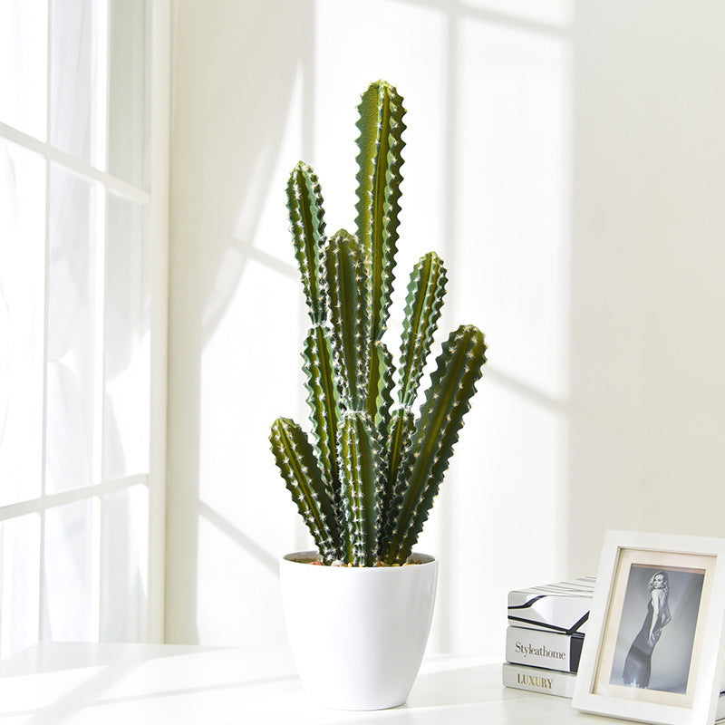 ceramic cactus flower pot Artificial Cactus Plants In Imitation Ceramic Flower Pot