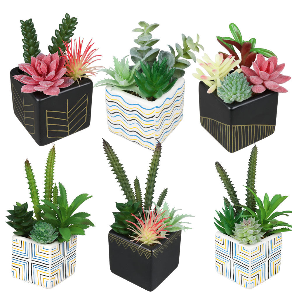 fake succulent centerpieces Artificial Succulents in Ceramic pots Faux Plants Indoor Fake Succulent pots – AMG