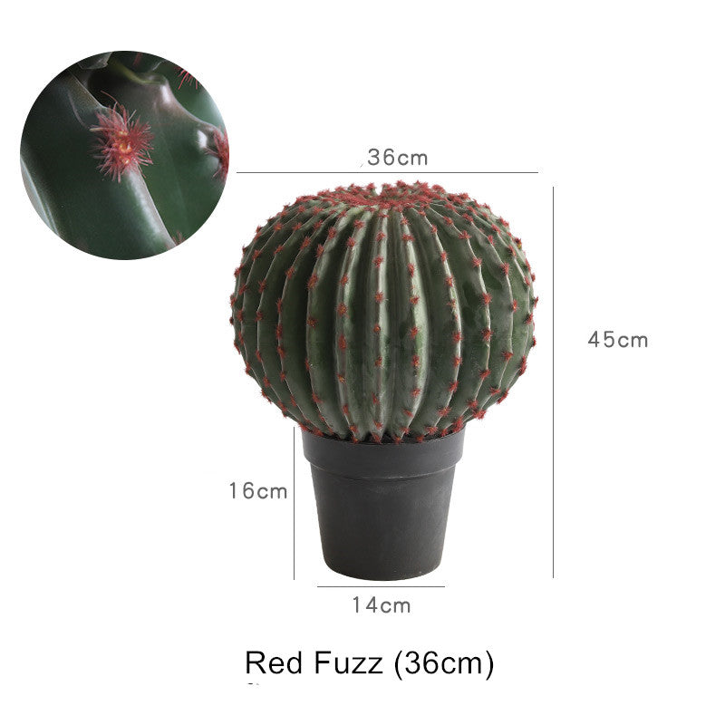 Potted Artificial Golden Barrel Cactus Red Barrel Cactus