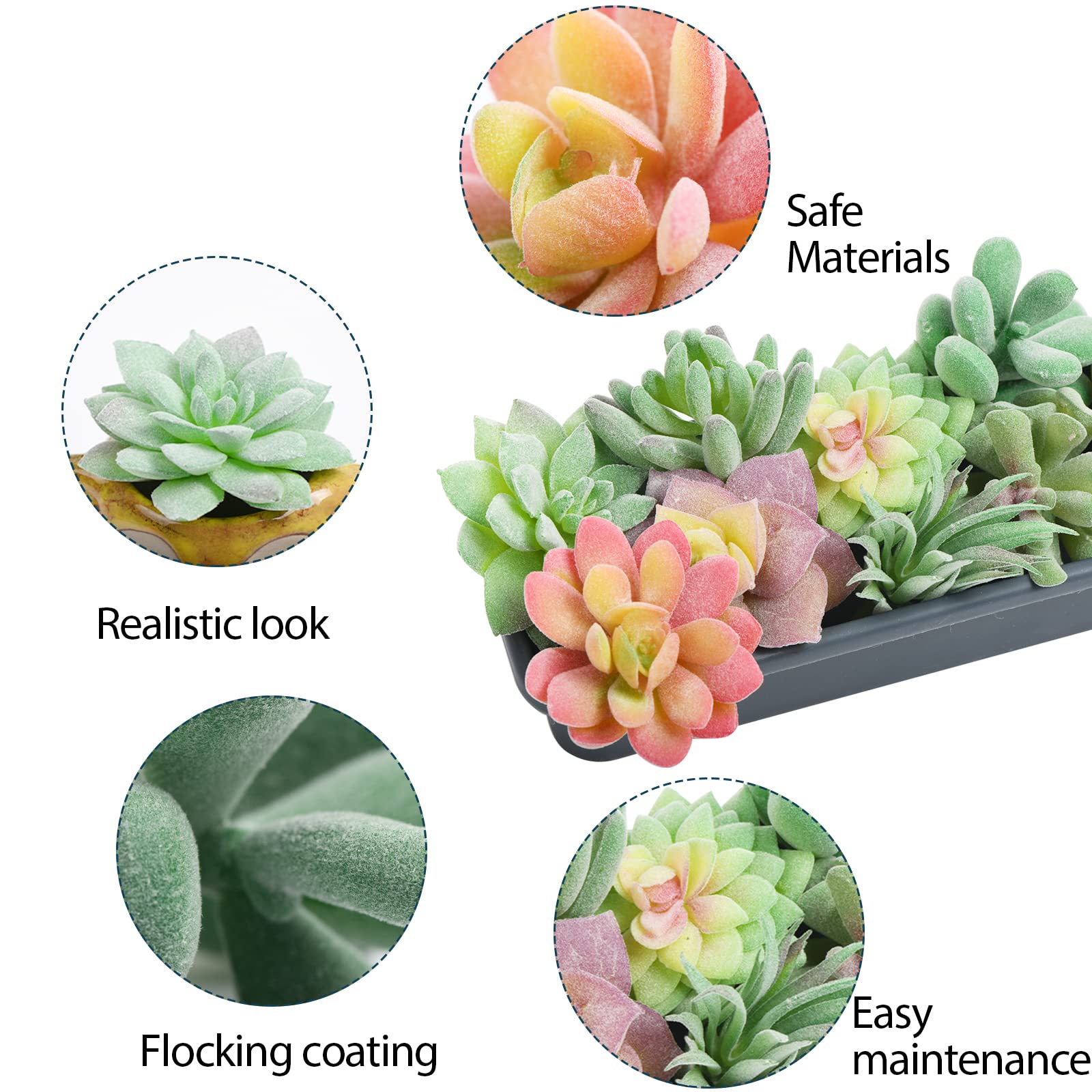  EBUYOM Artificial Succulents Plants Flocking