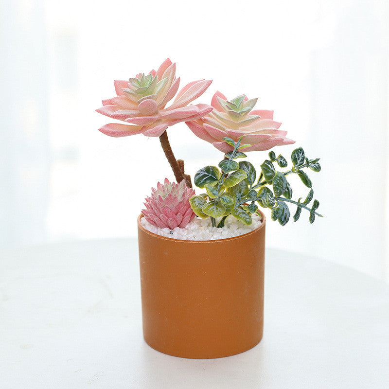 faux pink succulent Mini Artificial Cactus Plants Faux Assortment Succulent With Pots – AMG